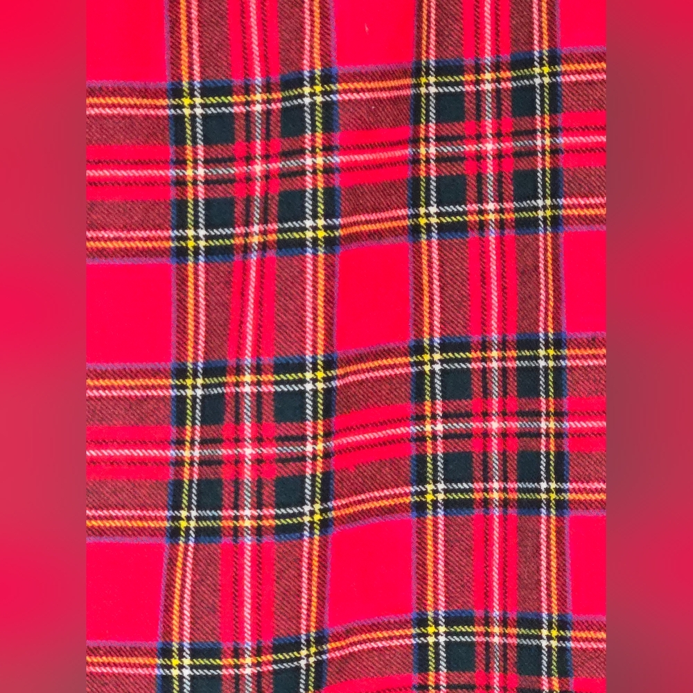 Vintage Red Plaid Midi Skirt with black belt detail - Picture 4 of 6